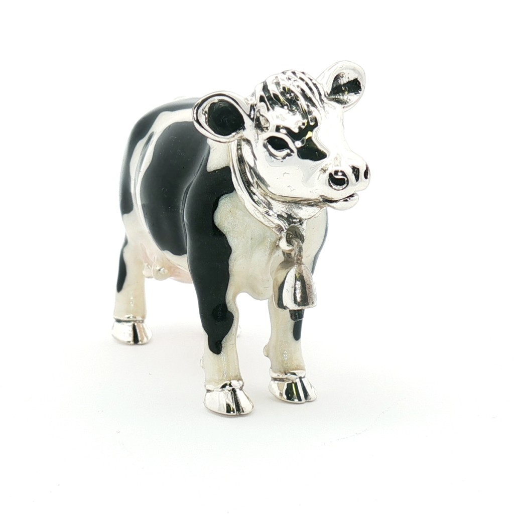  Mucca piccola smaltata Soprammobile Elegante Piccolo ST108-3 - SATURNO
