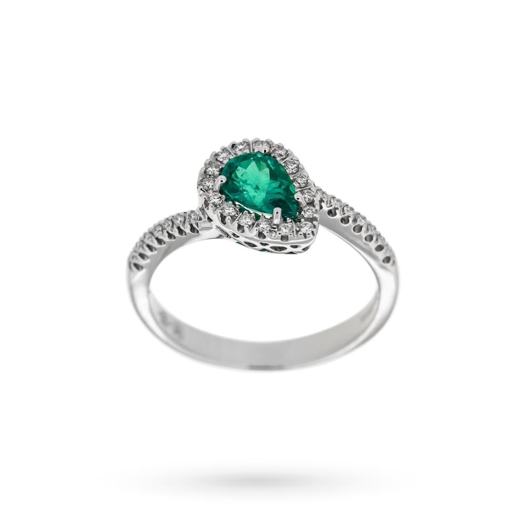 Drop emerald ring 0.63ct diamonds 0.16ct Mirco Visconti - MIRCO VISCONTI