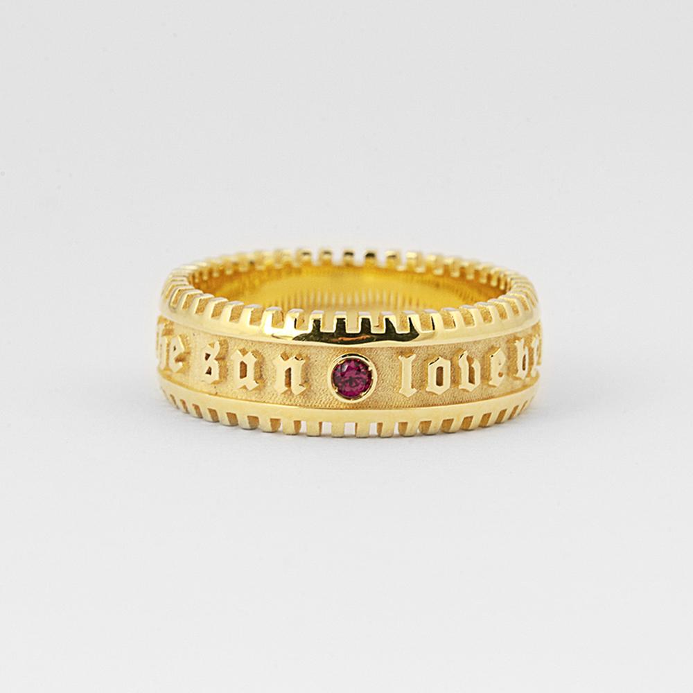 Fascia La Fortuna spinello rosso argento placcato oro Nove25 - NOVE25