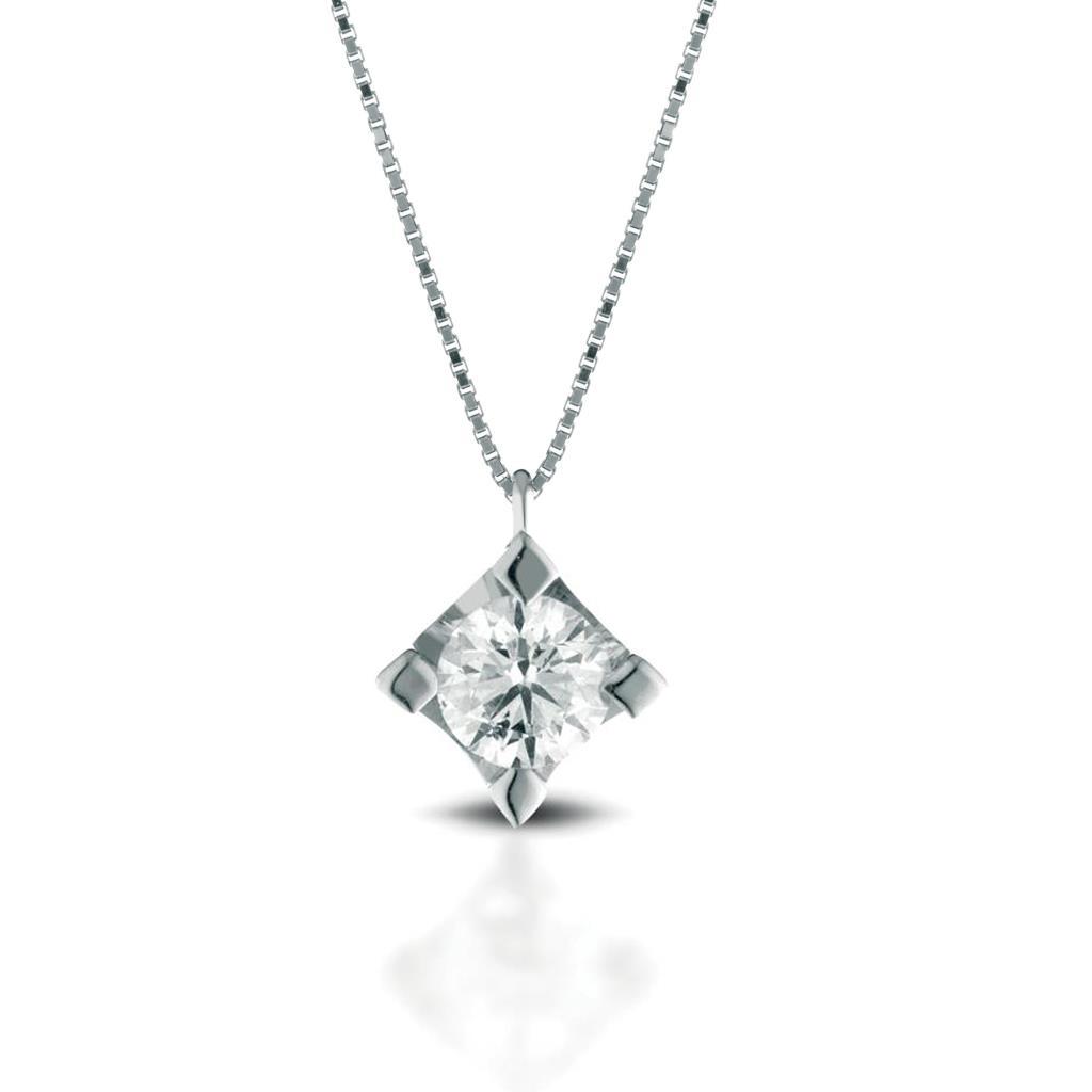Solitaire necklace gold with diamond 0,35ct GIA - LELUNE