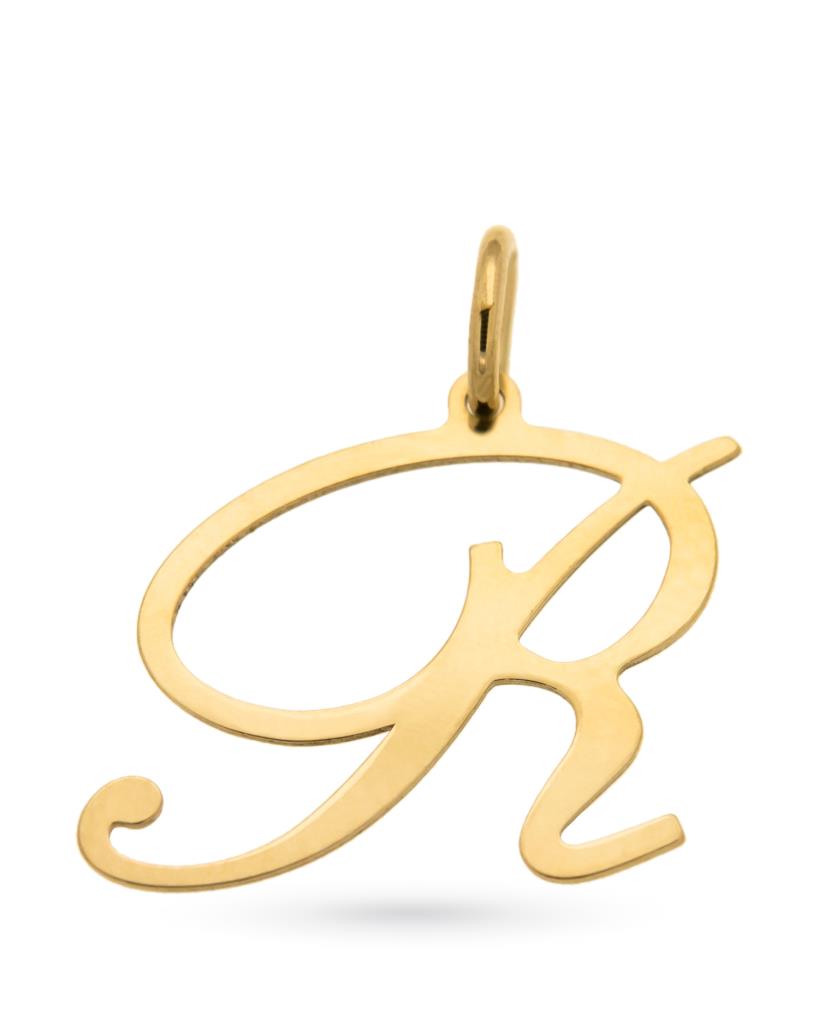18kt yellow gold pendant with R alphabet letter - CICALA