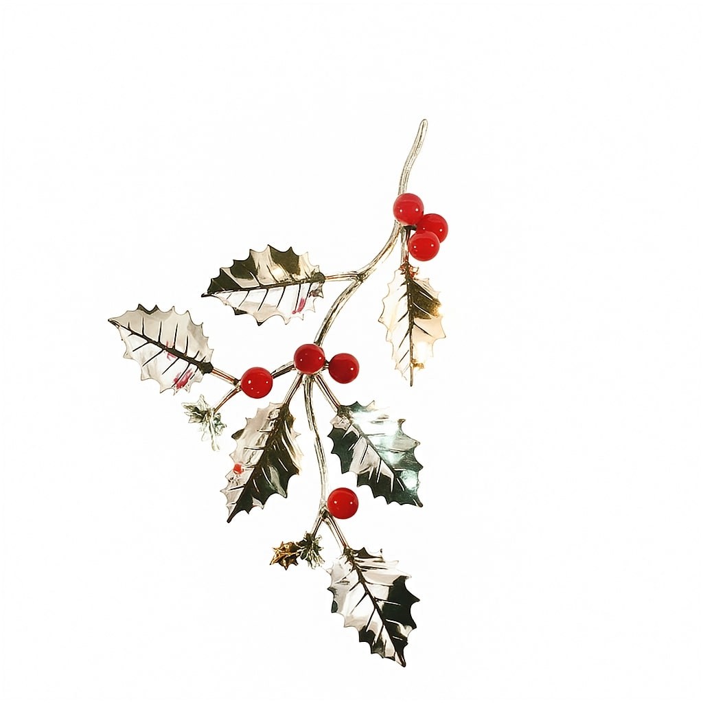 Agrifoglio&nbsp;Piccolo&nbsp;6&nbsp;Foglie Palline Smaltate Rosse - SATURNO