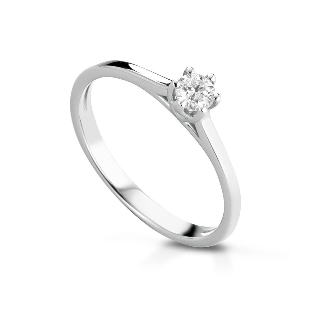 Anello solitario 6 griff con diamante 0,07ct - LELUNE