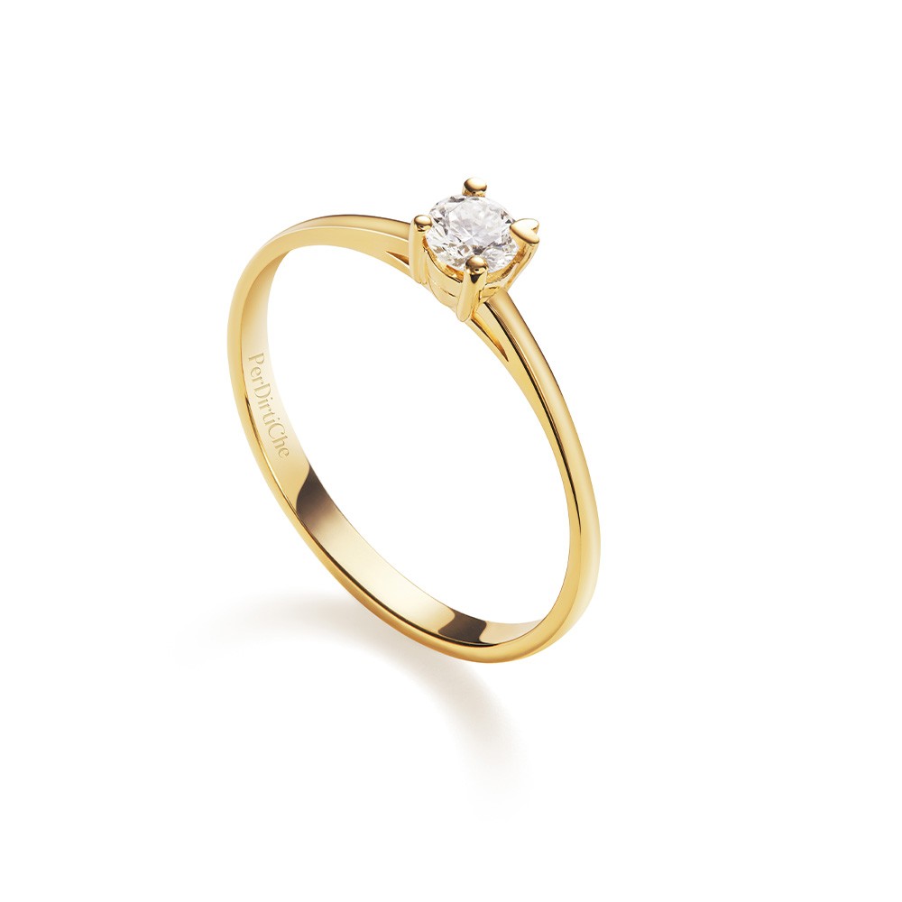 Anello solitario oro giallo griff cuore 0,15 ct - PER DIRTI CHE