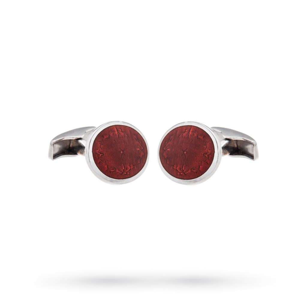 Gemelli da camicia argento scudo smalto arancione scuro - ANTORÀ