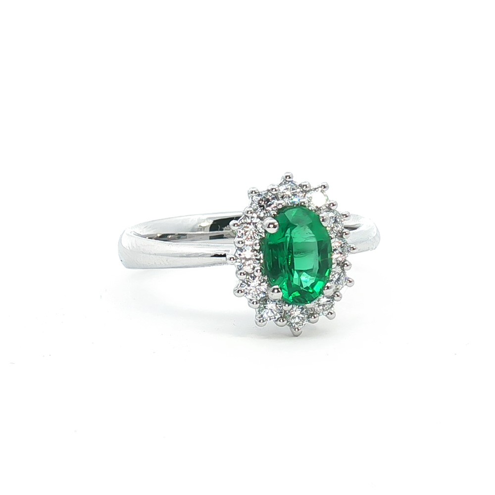  Emerald ring 0.76 ct with 12 brilliant-cut diamonds - MIRCO VISCONTI