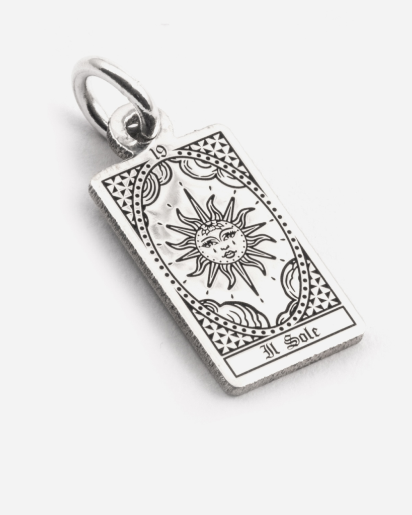  Ciondolo Carta Tarocchi Il Sole in argento 925 Grande - NOVE25