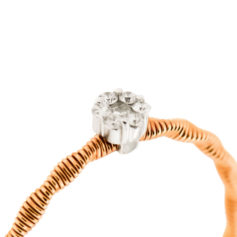  Anello zigrinato con diamante 0.06 ct in oro rosa - ORO TREND