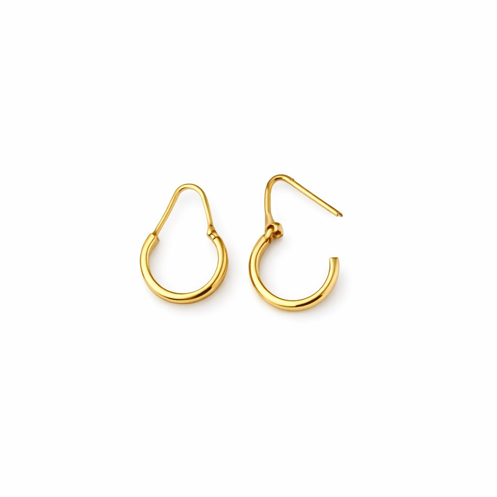 Yellow gold earrings with bridge hook