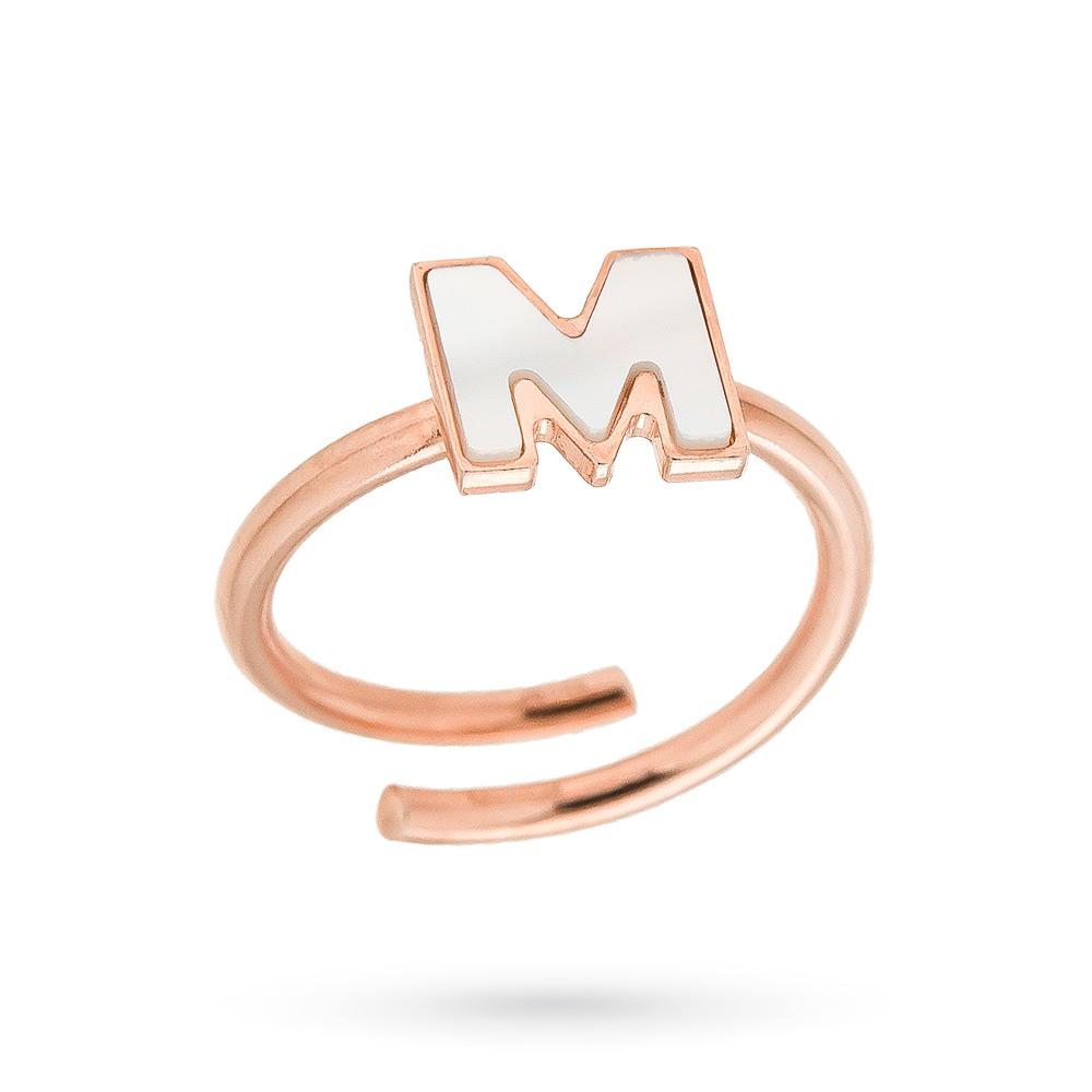 Initial ring M mother of pearl silver Marcello Pane - MARCELLO PANE