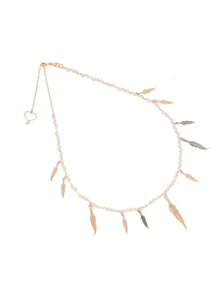Choker with 11 feathers 925 silver and rose gold plating - MAMAN ET SOPHIE