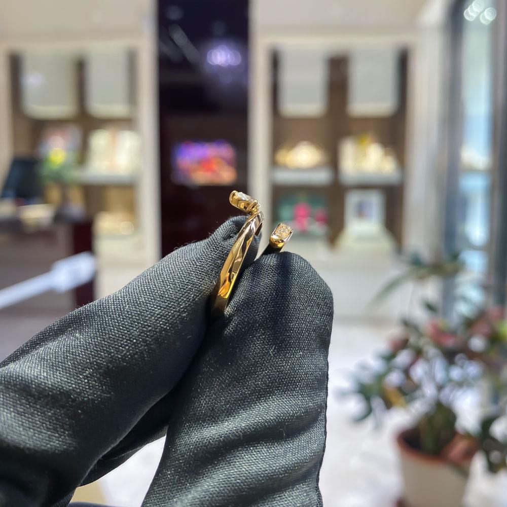  18kt rose gold Twist ring diamond drop brilliants RFJewels - RF JEWELS