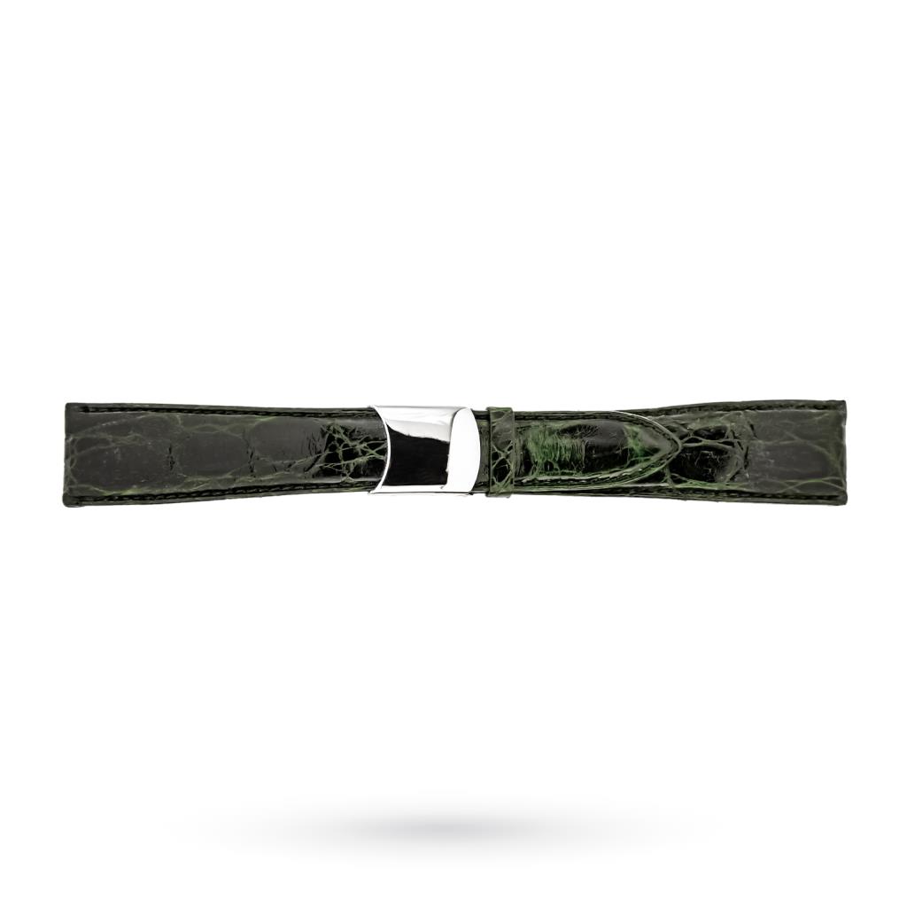 Cinturino coccodrillo verde 20-16mm fibbia deployante - BROS