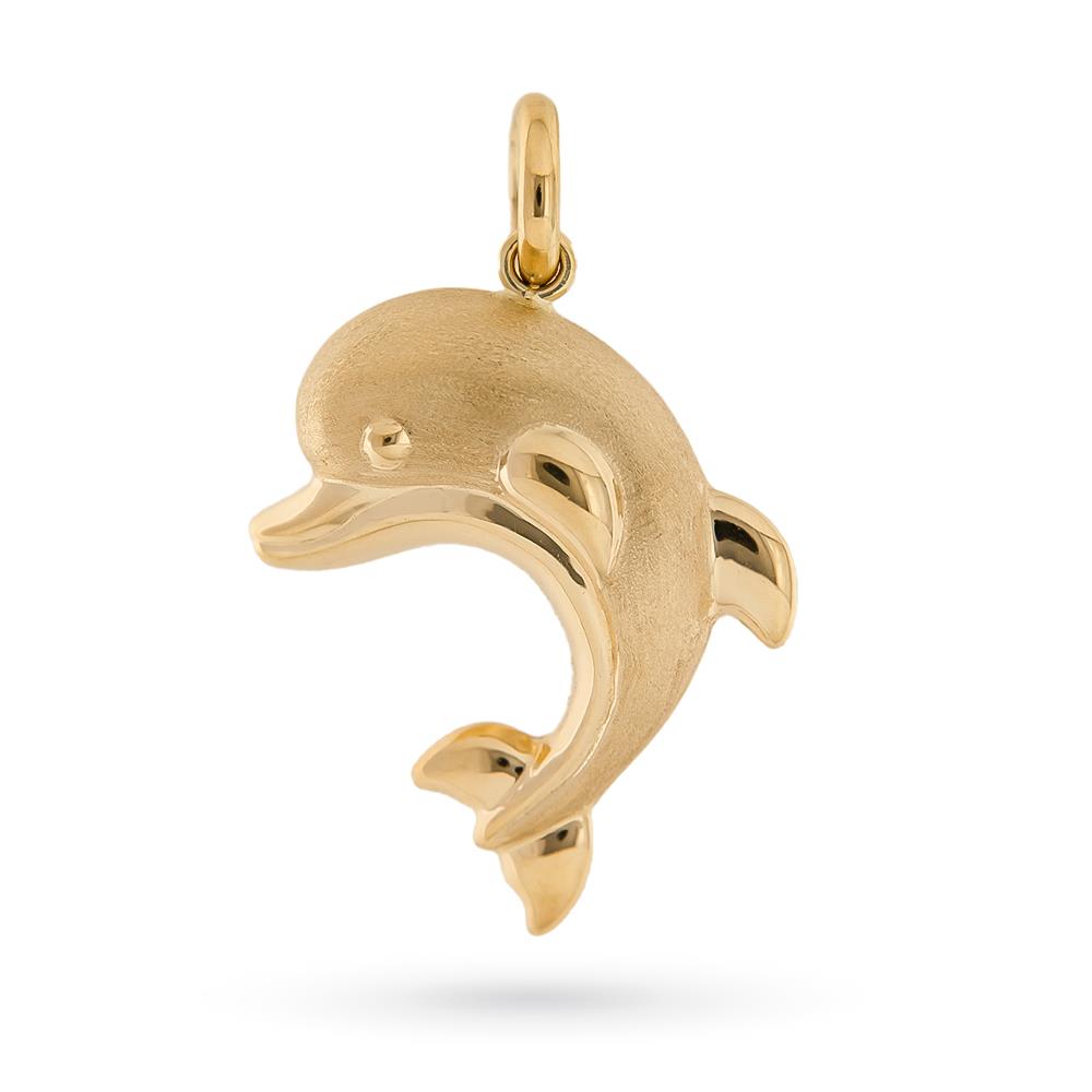 Ciondolo delfino grande oro giallo 18kt satinato lucido - UNBRANDED