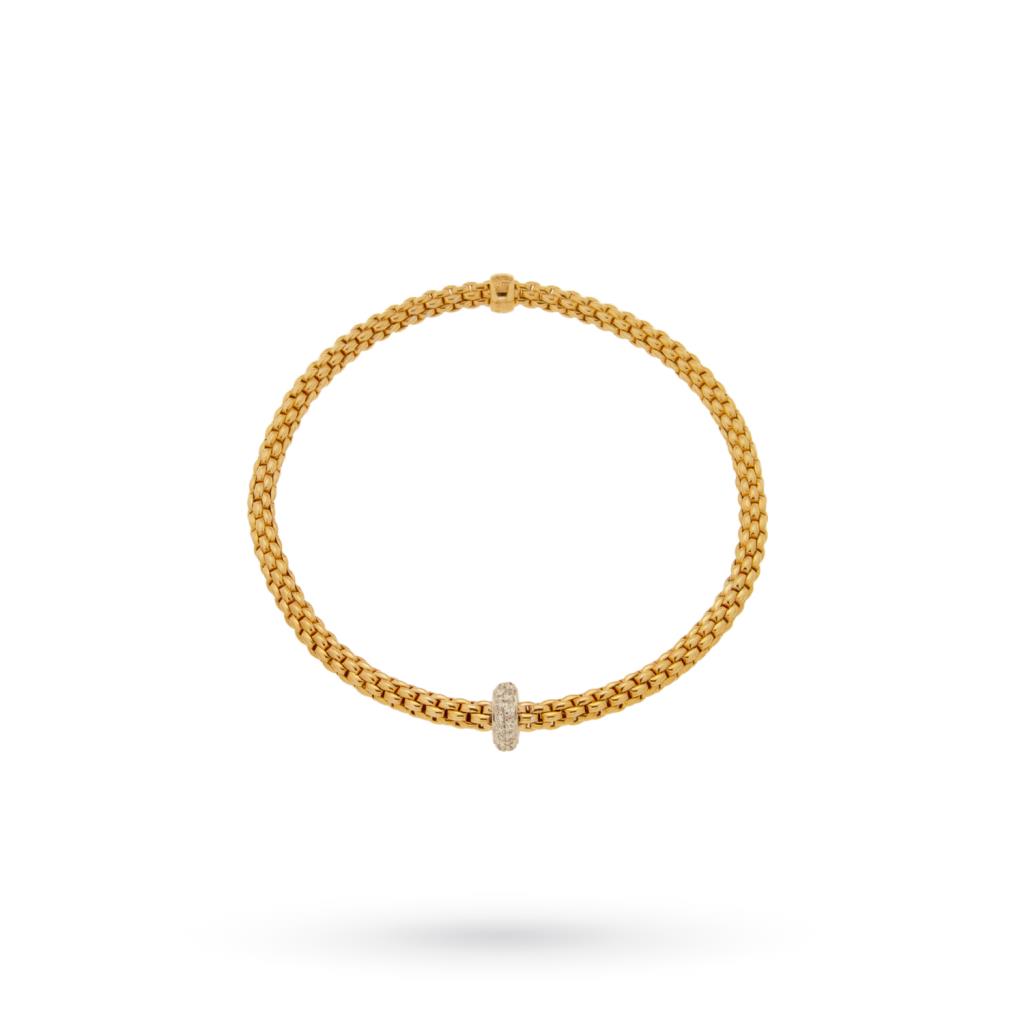 Flexit rose gold bracelet with 0.18ct diamond ring PRIMA - FOPE