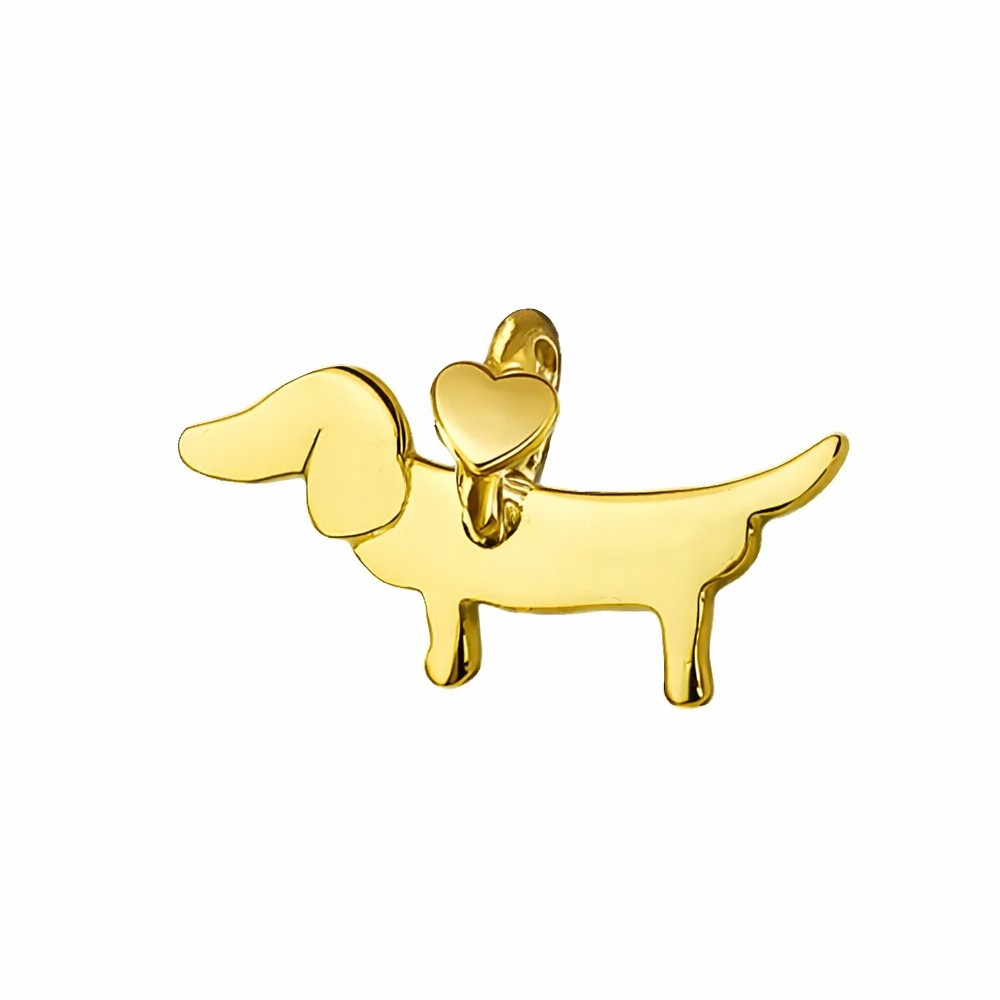 Ciondolo a forma di cane bassotto in oro giallo