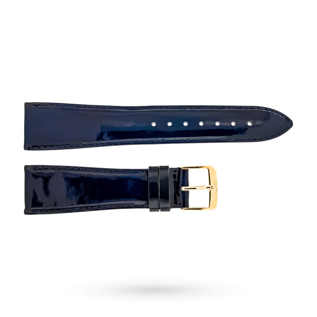 Cinturino vernice blu lucida 20-16mm fibbia dorata - BROS