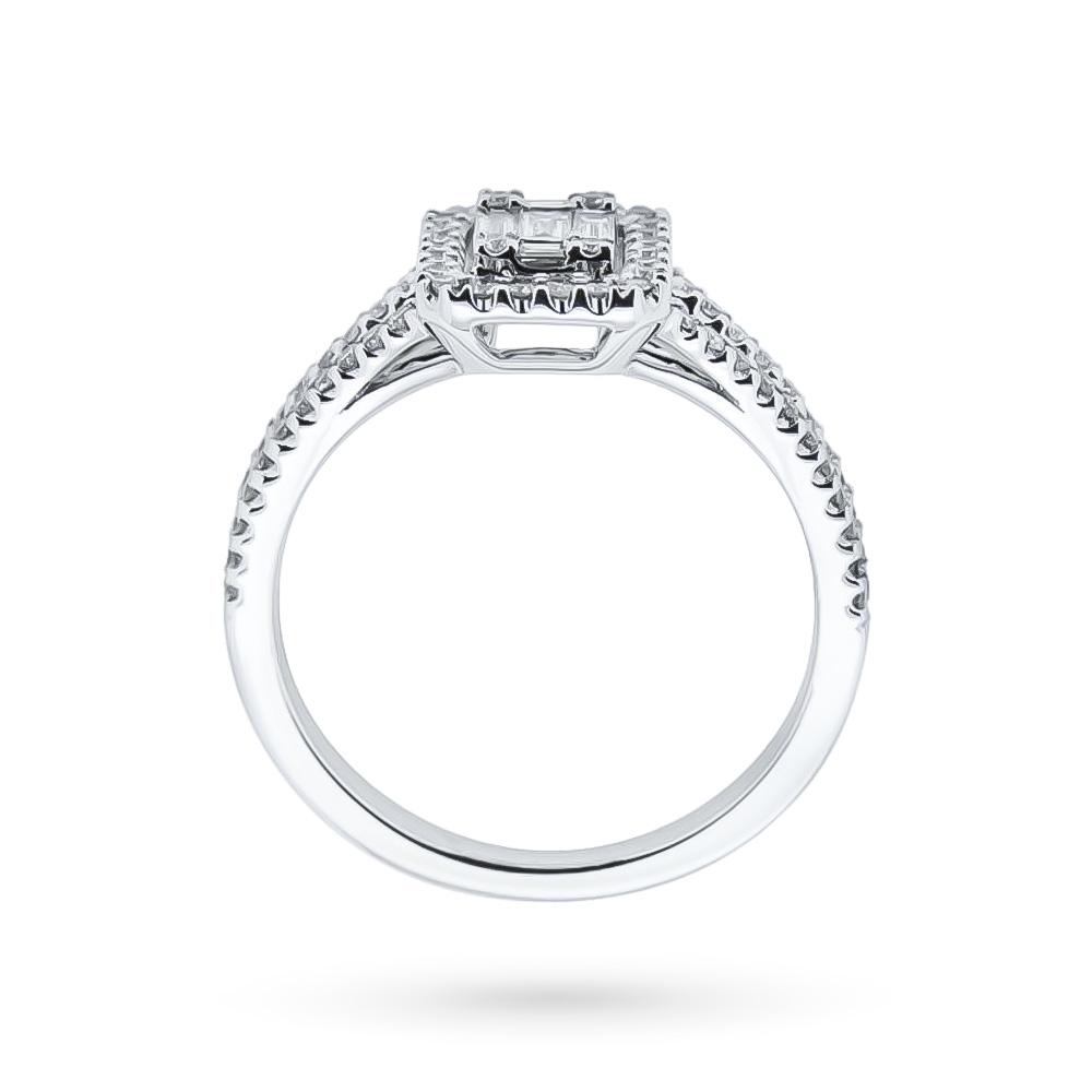  Anello oro bianco diamanti brillanti baguette 0,57ct - CICALA