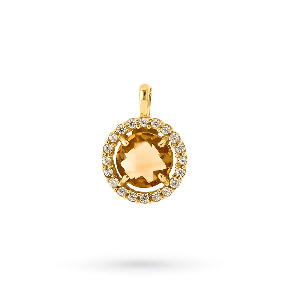18kt yellow gold citrine gemstone pendant - LUSSO ITALIANO