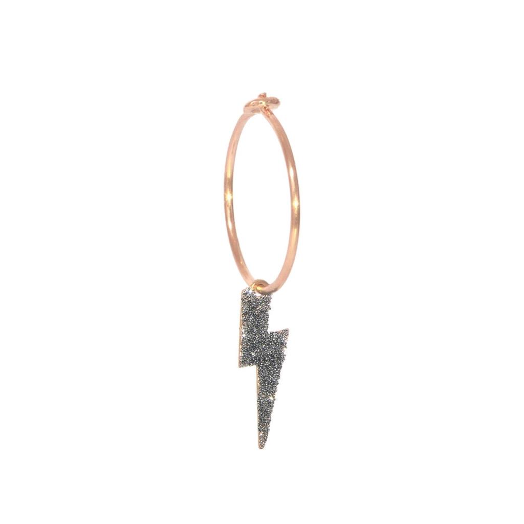 Aurum single circle earring with diamond-cut lightning bolt 18kt rose gold - MAMAN ET SOPHIE