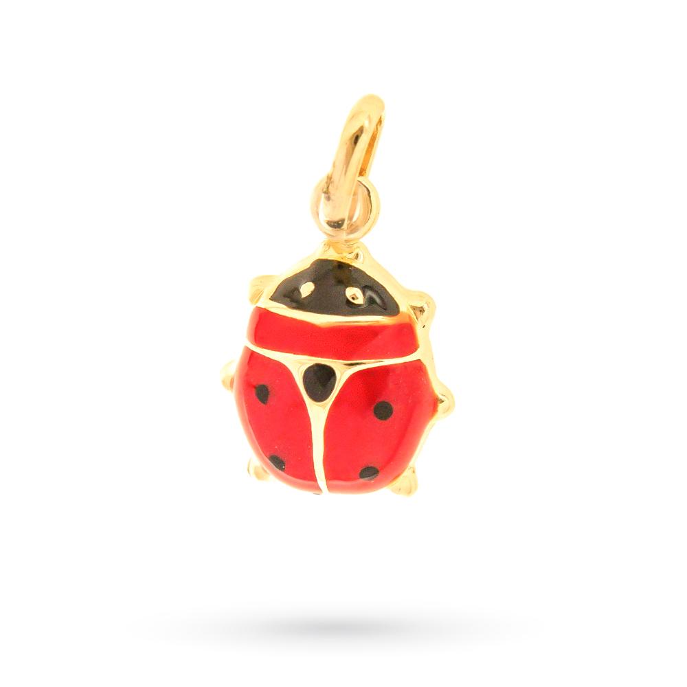 Ciondolo coccinella oro giallo 18kt lucido smalto - LUSSO ITALIANO