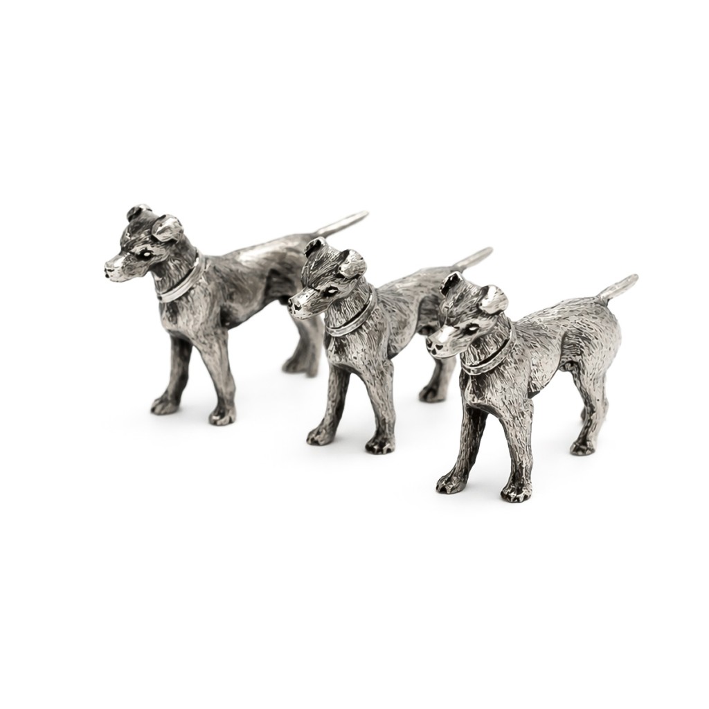  3 dogs place card holders 800 silver - 