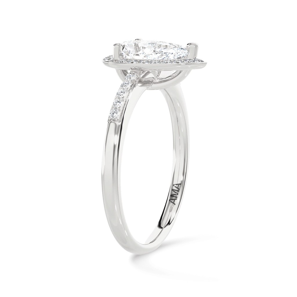 Anello oro bianco con diamante a goccia ~0,5 Carati Lab-Grown - AMA