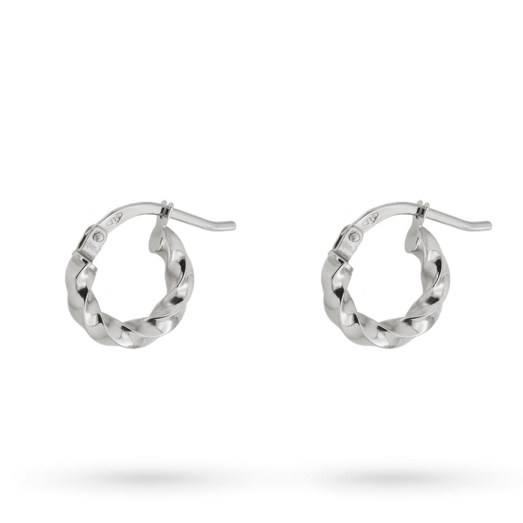 White gold circles waves earrings Ø11mm - UNBRANDED