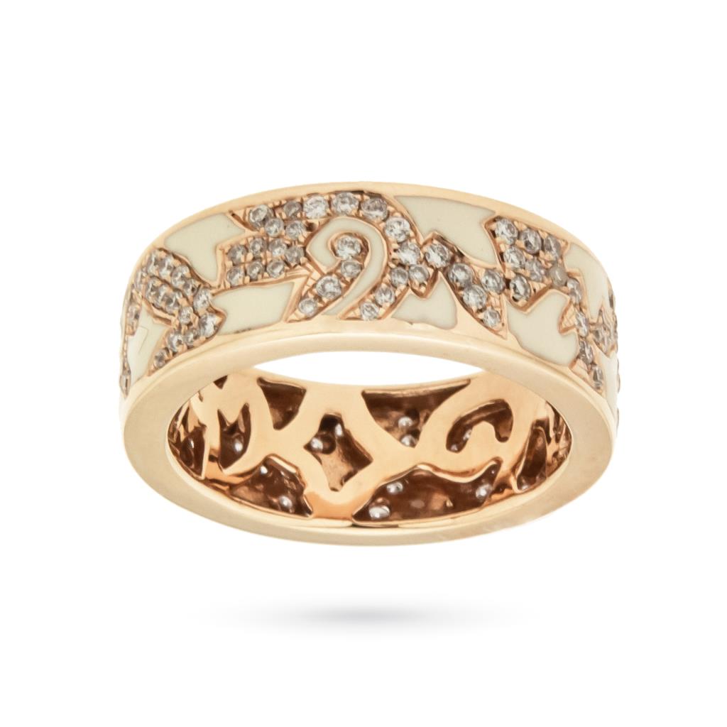  Anello La Nuovelle Bague fiori brillanti smalto crema - LA NOUVELLE BAGUE