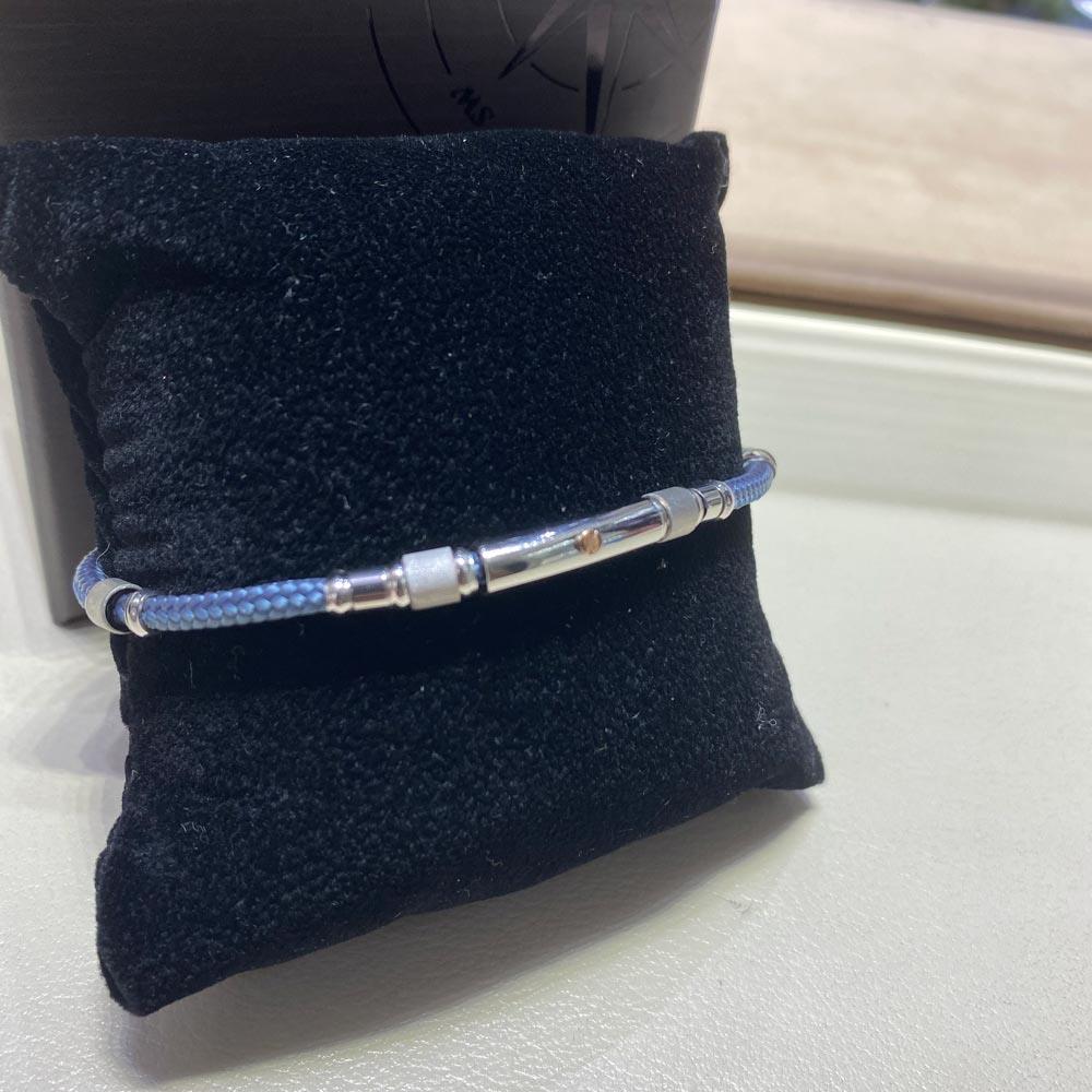  Bracciale Zancan EXB761R-AV kevlar azzurro argento  - ZANCAN