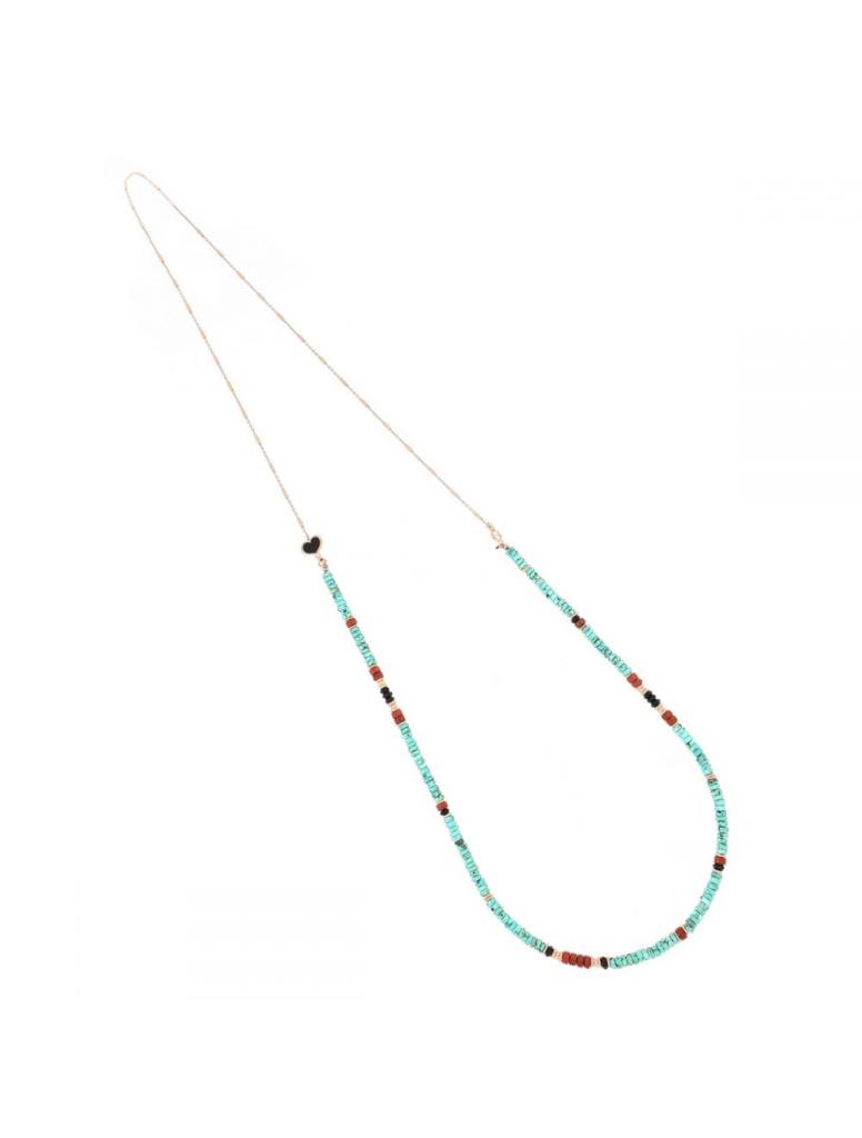 Maman et Sophie long necklace CLUSAT turquoise red America 1492 - MAMAN ET SOPHIE