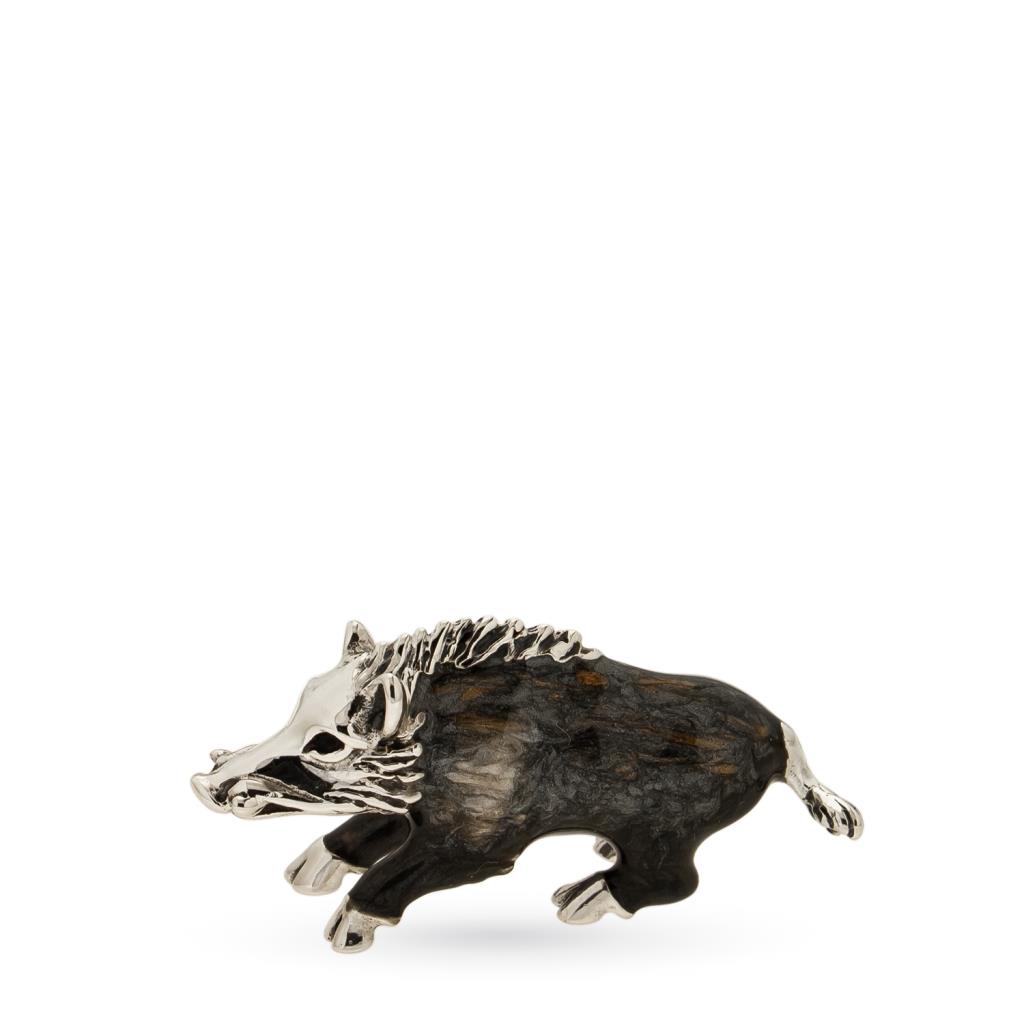 Cinghiale piccolo soprammobile argento 925 smalto - SATURNO