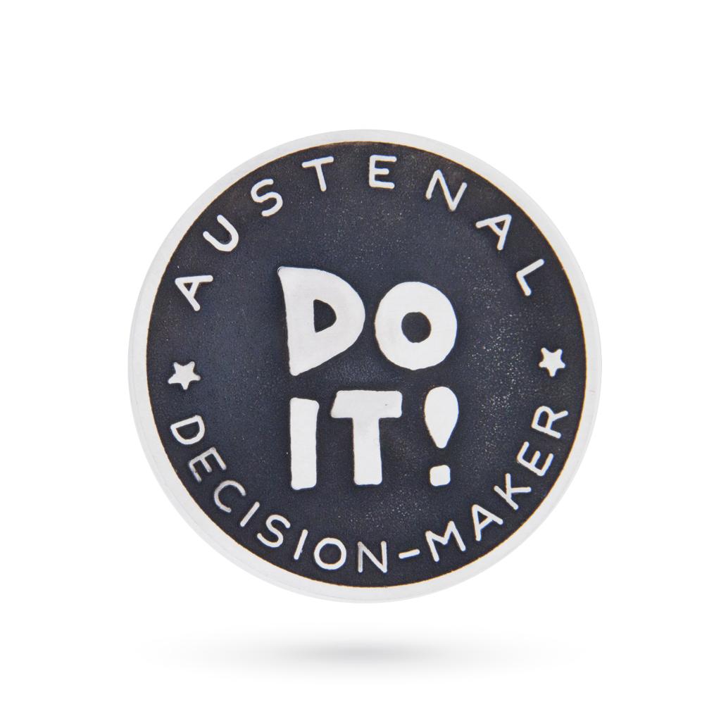 925 sterling silver decision maker coin DoIt FuckIt black and white - CICALA