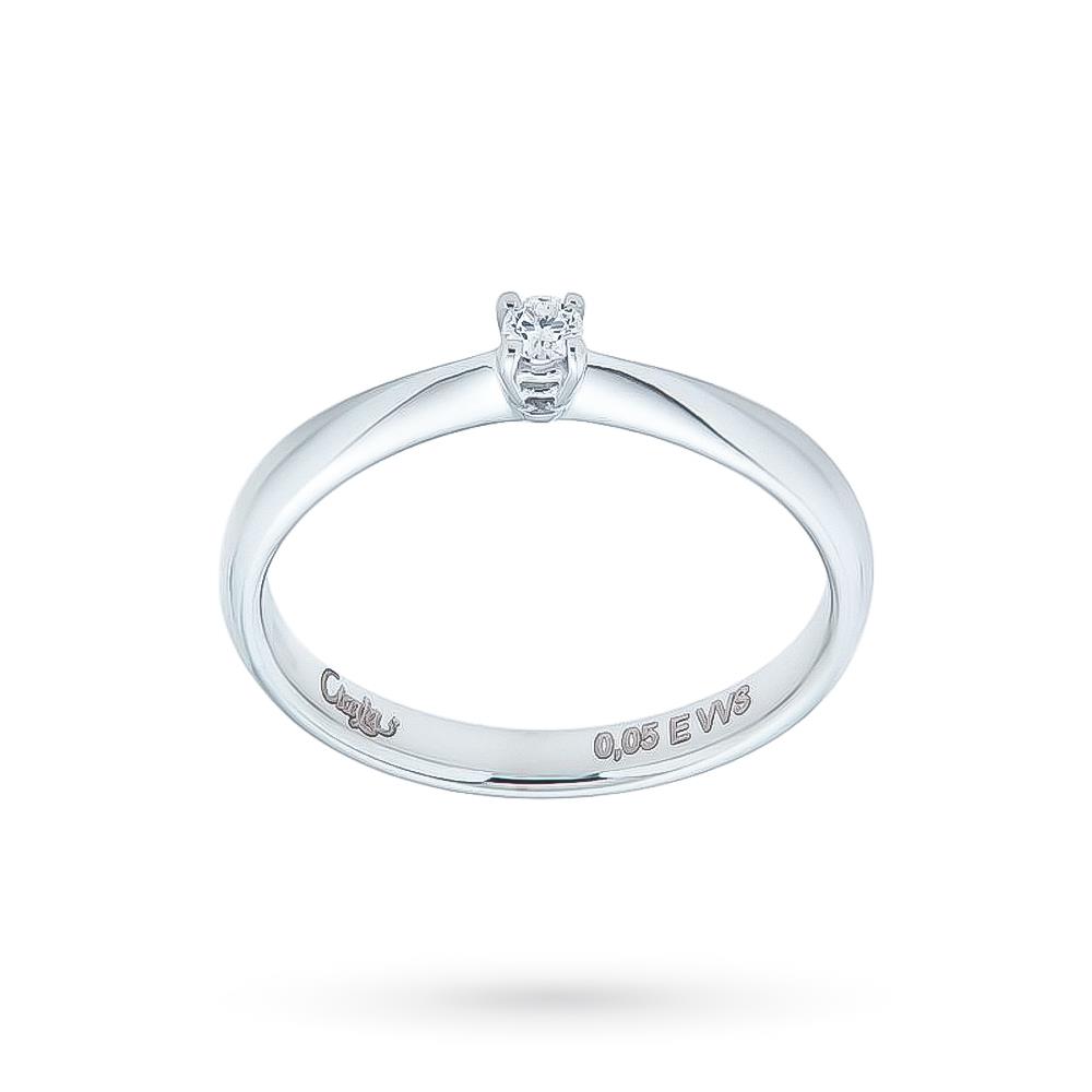 18kt white gold solitaire ring with diamond 0,05ct E VVS - CICALA