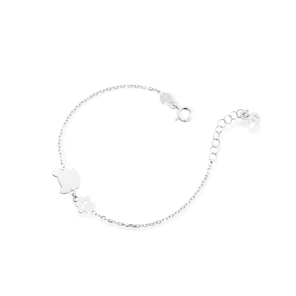  Bracciale leBebe PMG078 Primegioie Fortuna oro bianco gatto zampetta - LE BEBE