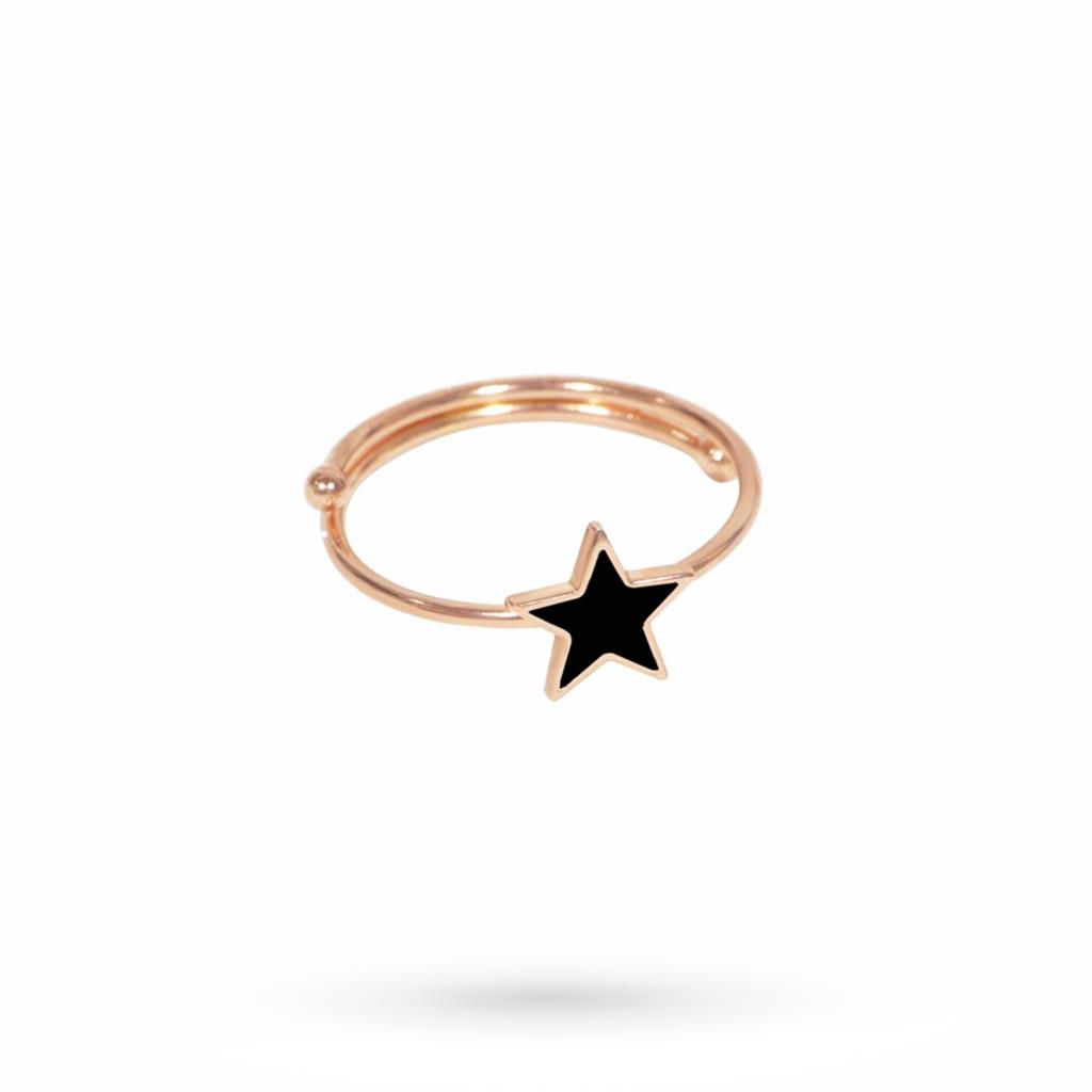 Ring with black star in rose gold plated 925 silver - MAMAN ET SOPHIE