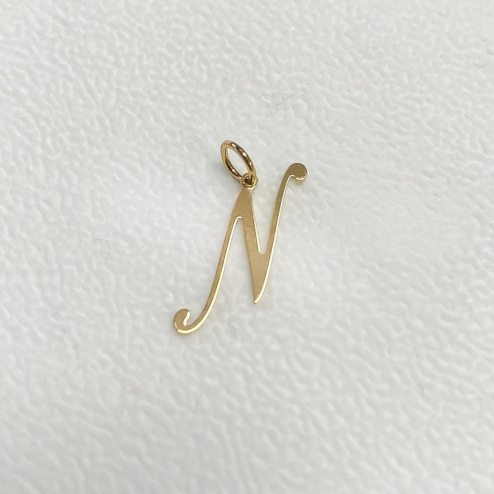  Ciondolo oro giallo lettera N corsivo - LUSSO ITALIANO