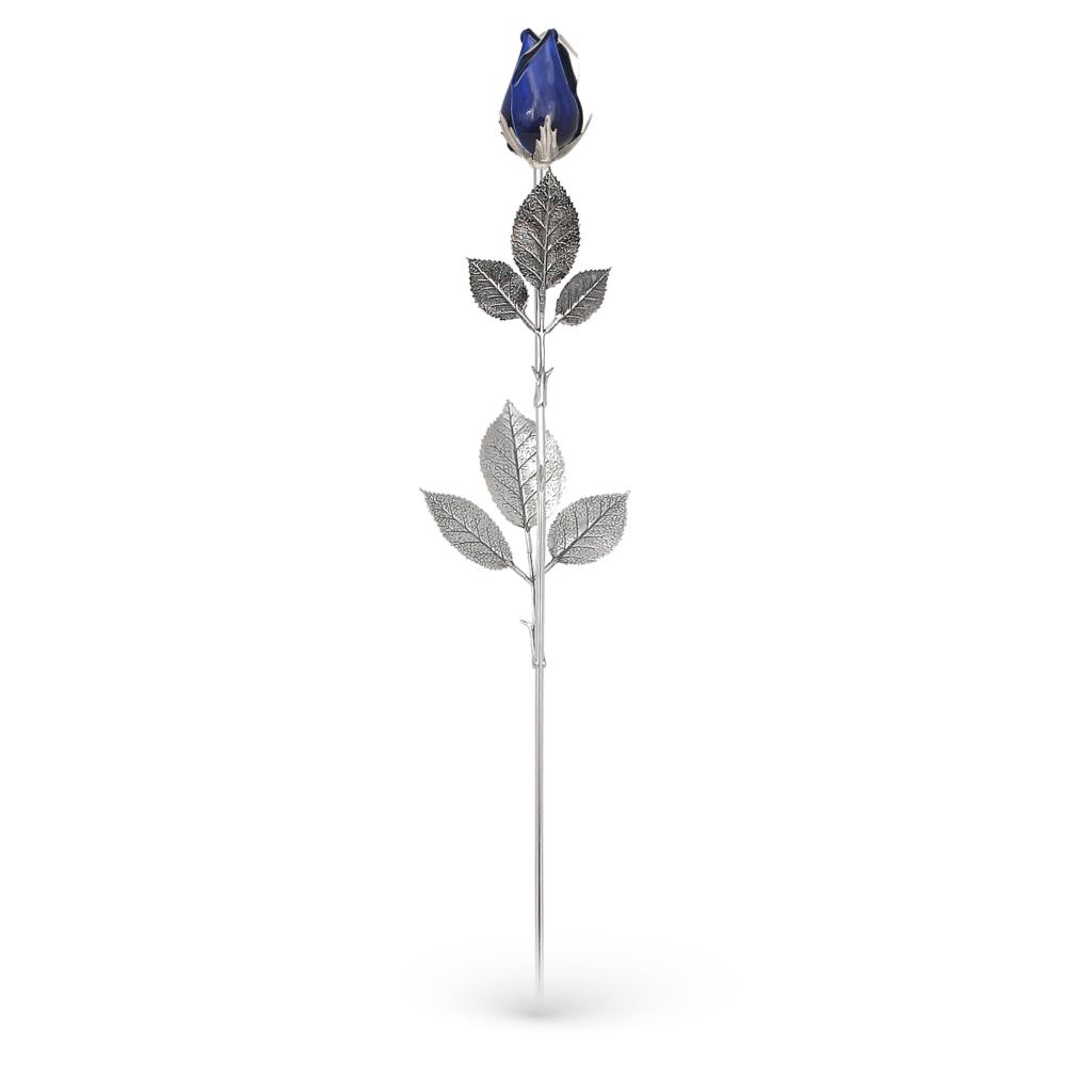 Rosa blu soprammobile in argento e smalto 48cm - GI.RO’ART