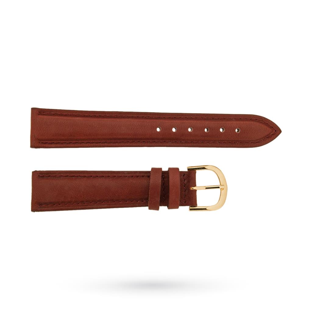 Padded burgundy leather strap 18-16mm golden buckle - 