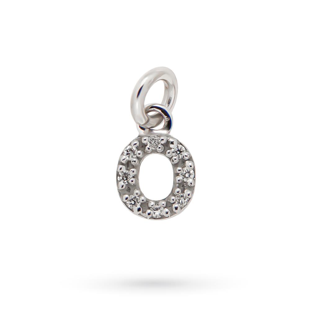 Ciondolo lettera O oro bianco 18kt diamanti 0,03ct - LUSSO ITALIANO