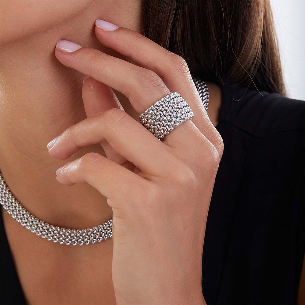  Unoaerre 5892-18 silver ring 18 size - UNOAERRE