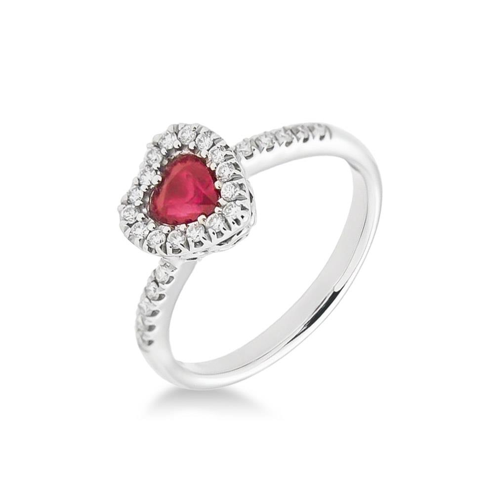 Anello cuore di rubino 0,69ct contorno diamanti 0,25ct Mirco Visconti - MIRCO VISCONTI