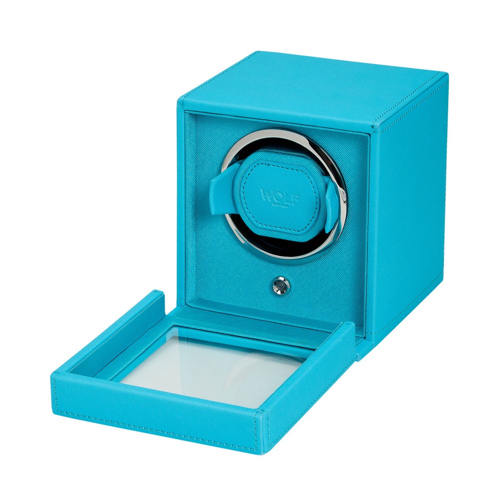 Wolf Single Watch Winder with Cover - Turquoise - WOLF
