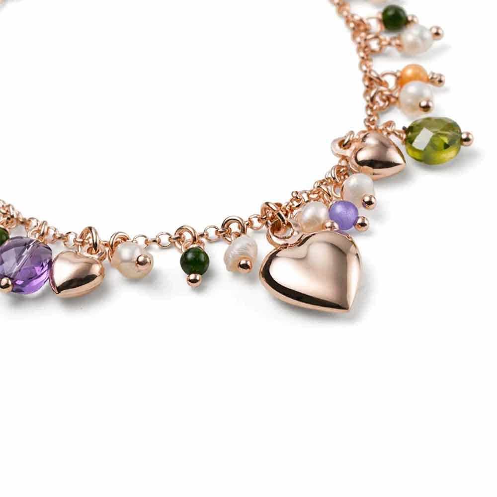  Claudine women's bracelet silver, quartz and hearts 18.5+3 cm - MARIA CRISTINA STERLING