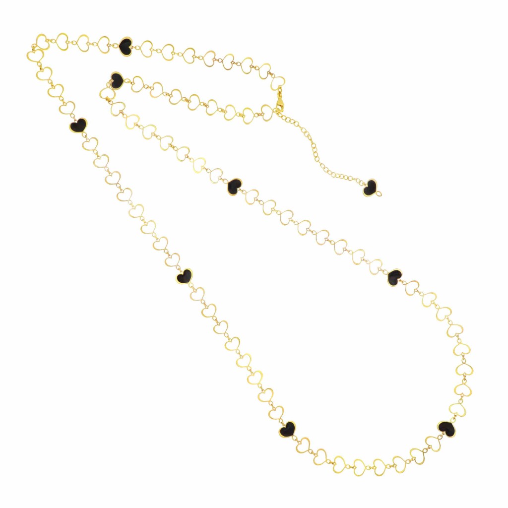 Collana lunga cuori Maman smalto nero - MAMAN ET SOPHIE