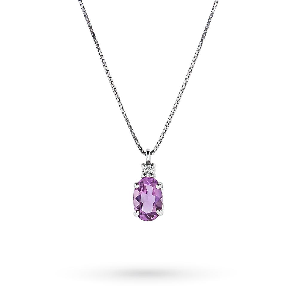 Collana ciondolo ametista ovale 1,10ct diamante 0,02ct Luigi Quaglia - QUAGLIA