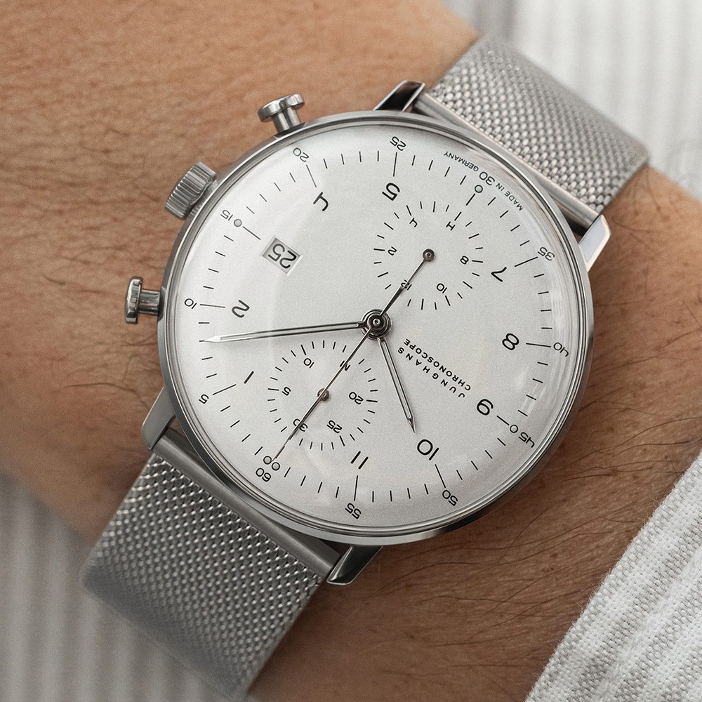 Junghans max bill Chronoscope 27-4003.46 Argento 40,0 mm - JUNGHANS
