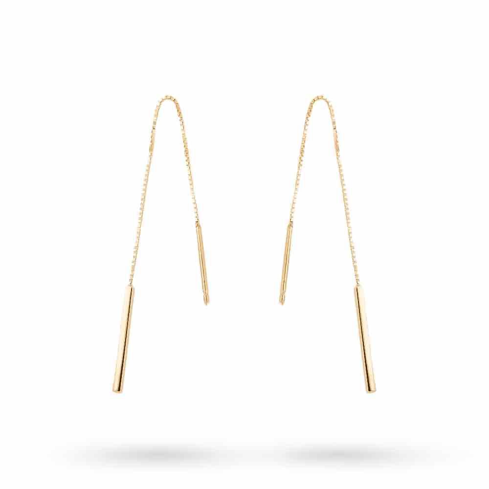 Orecchini pendenti in oro a filo con barrette