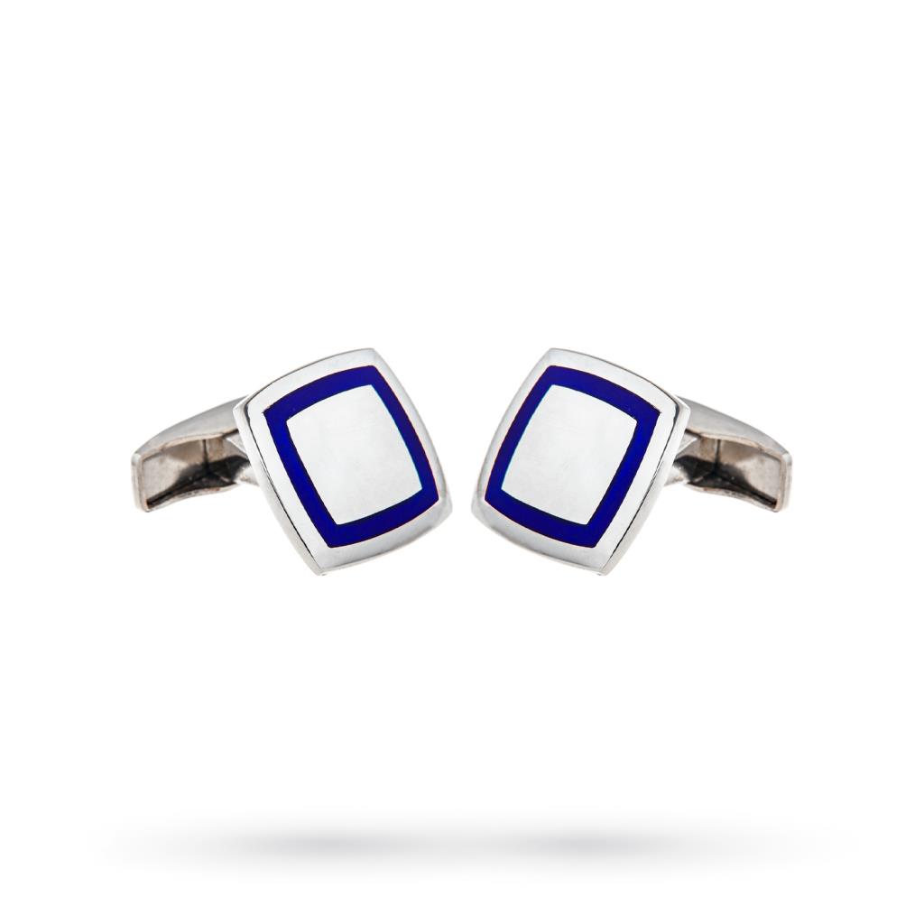 Pair of 925 silver cufflinks with blue enamel - ANTORÀ