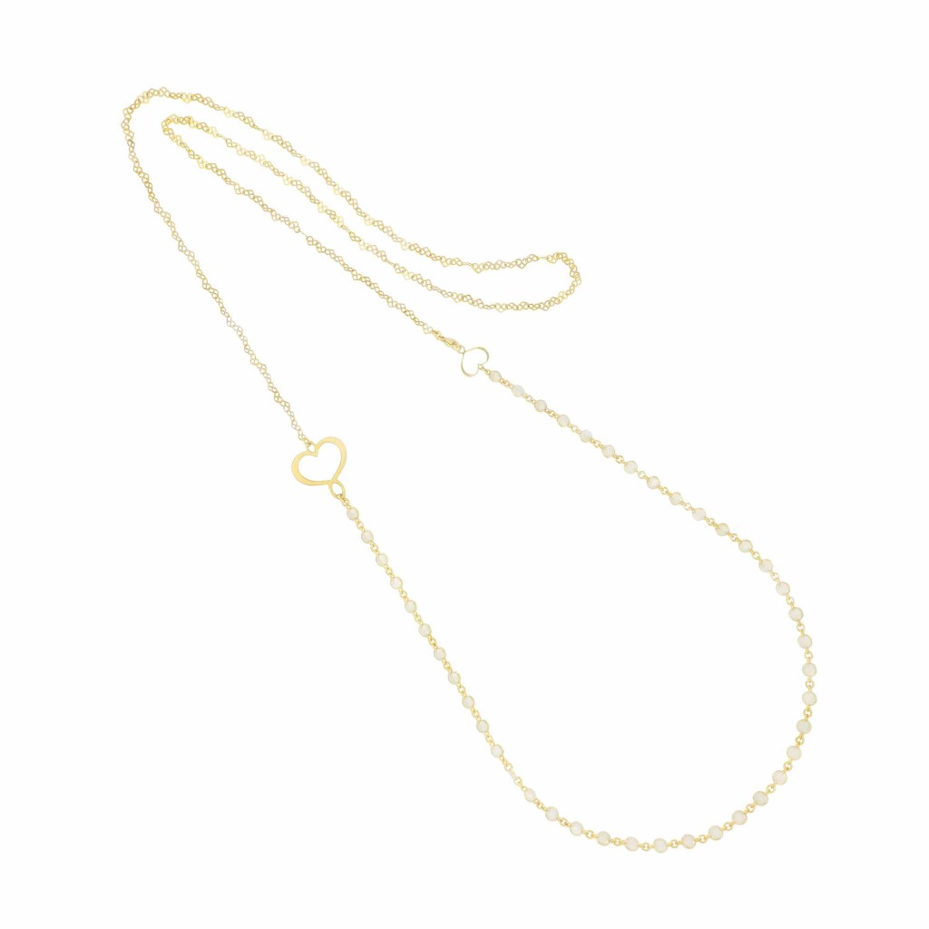 Collana lunga Maman argento con cuori perlati - MAMAN ET SOPHIE